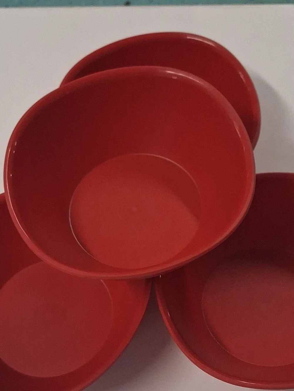 Red Plastic Serving Bowls - Set of 4